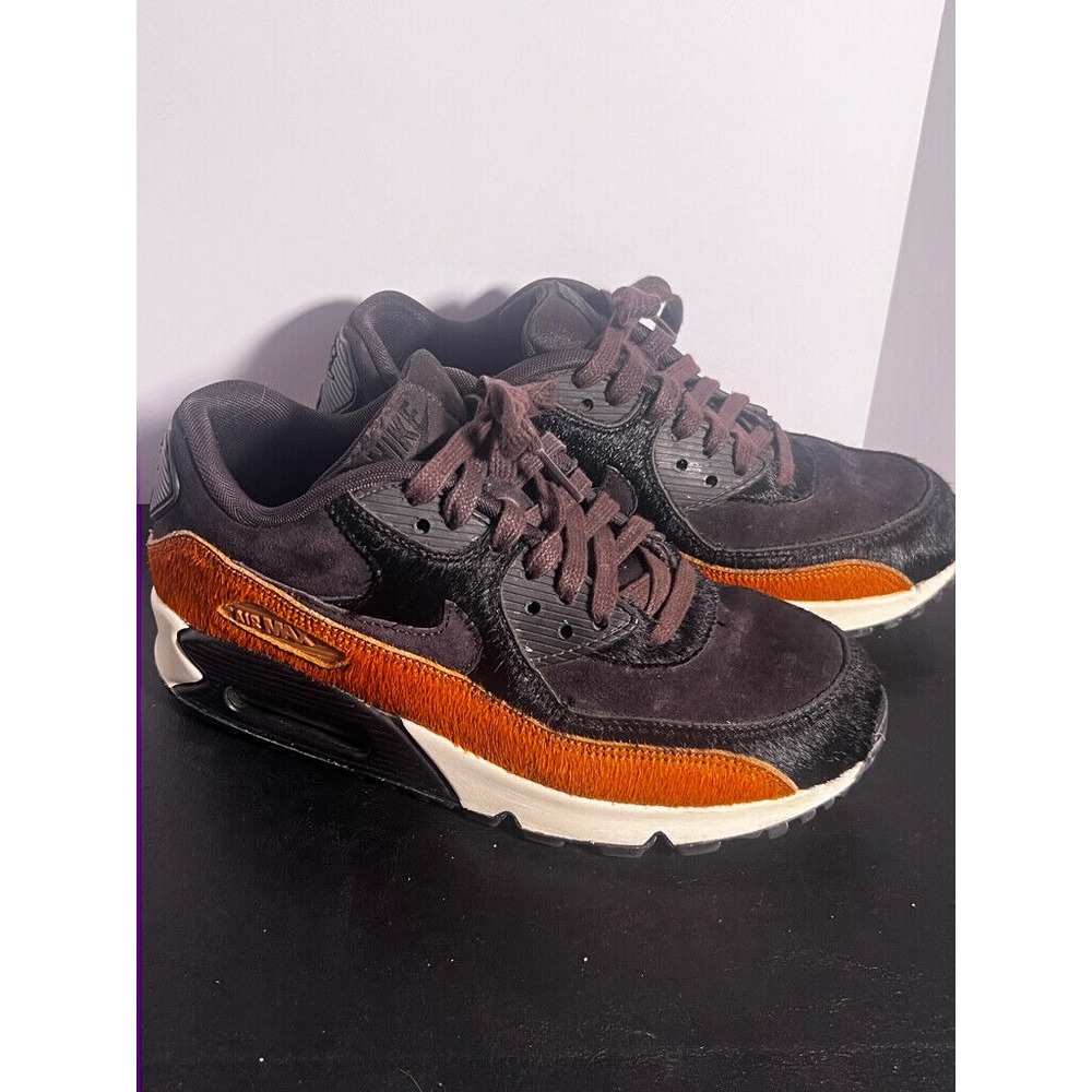Nike Air Max 90 LX Women 6 Pony Fur Tar Black  Brown 898512-005 Calf‎ Hair shoe